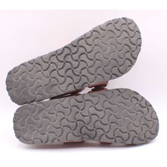 Birkenstock Birkis Red Leather Double Strap Sandals Size L7 M5 (38) Cork Footbed - Picture 9 of 10